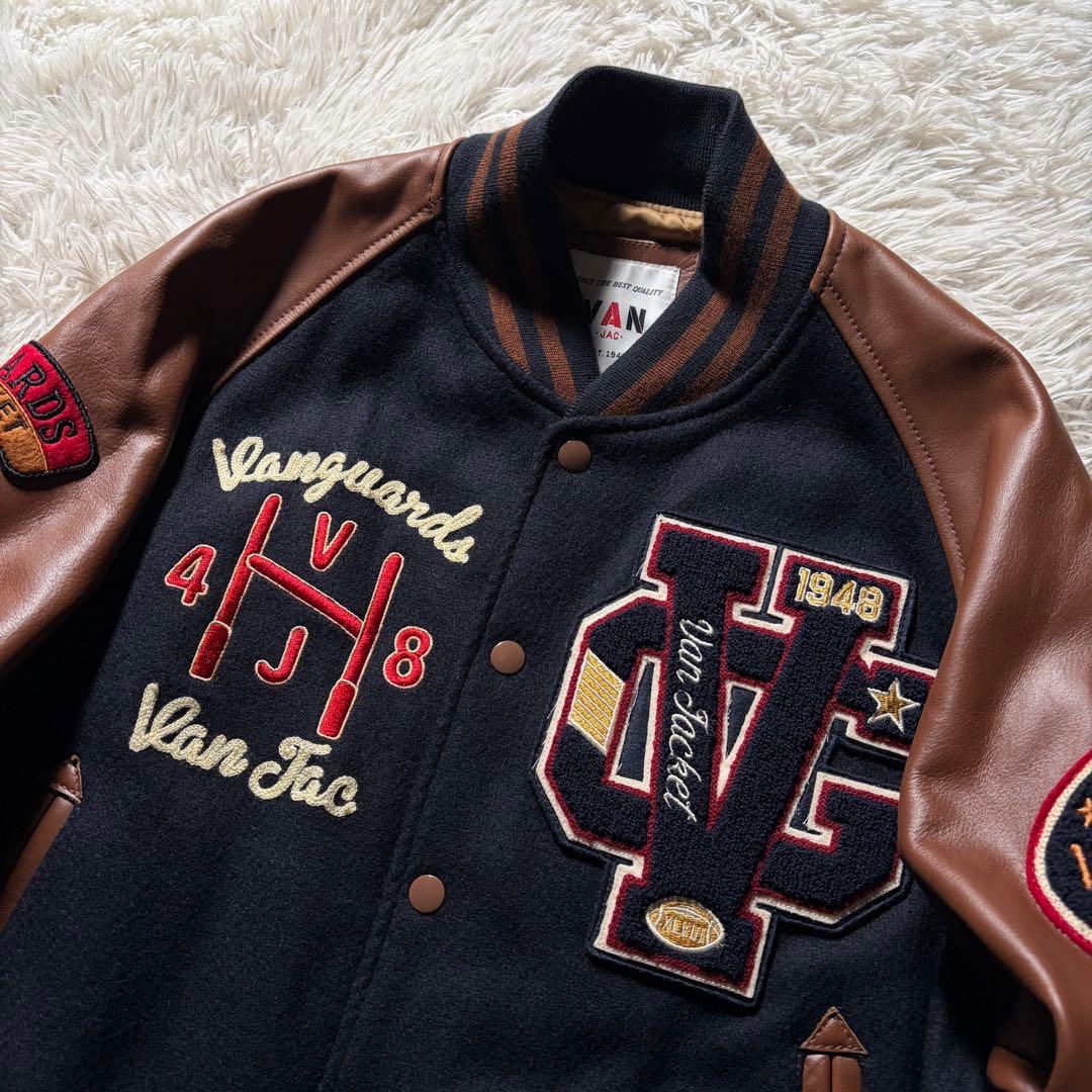 極美品✨VAN JACKET スタジャン　袖レザー　アーチロゴ　ワッペン　L