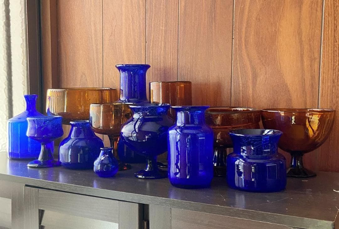 エリックホグラン BODA 花瓶 ガラス ヴィンテージ 高さ15cm 脚付 E