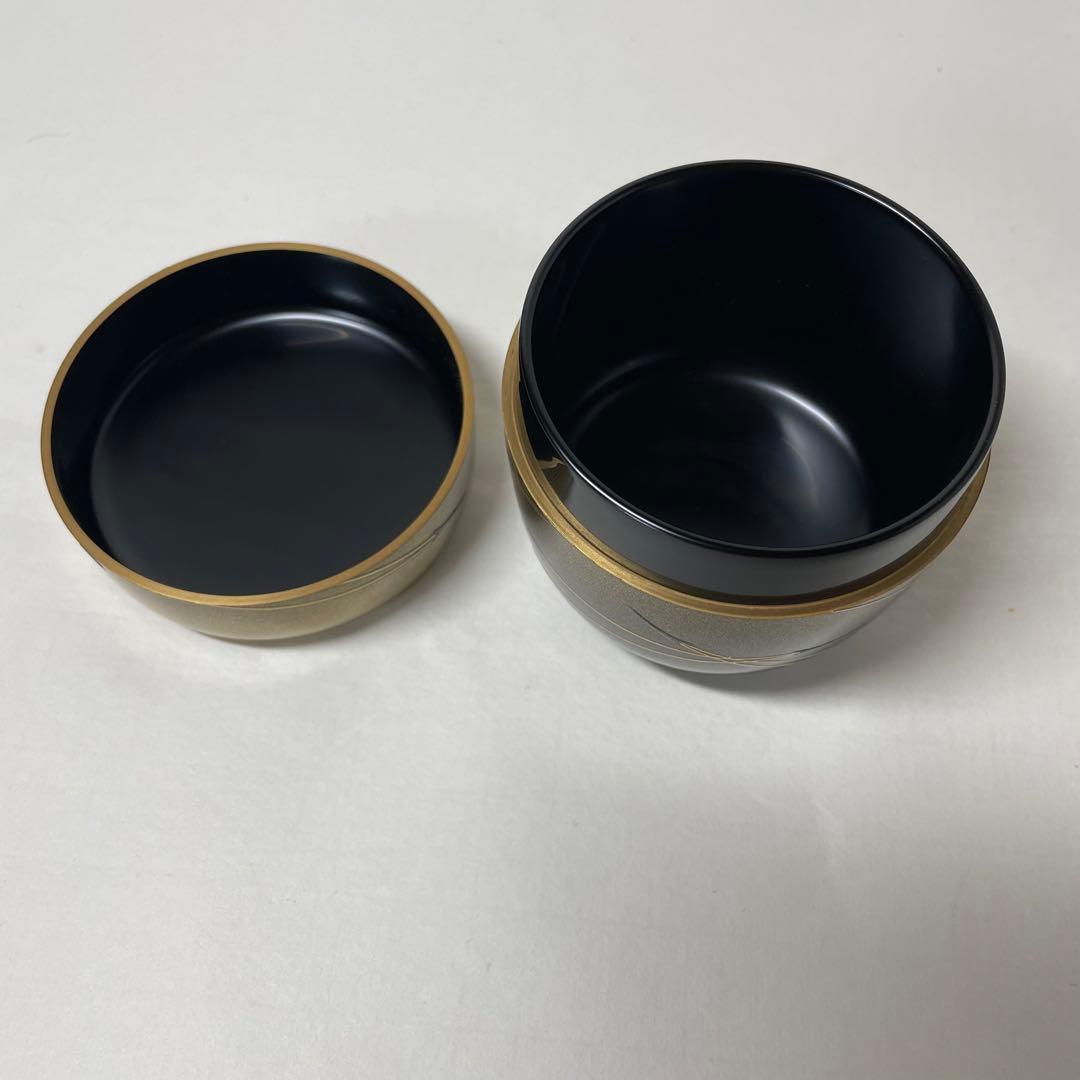 FD20 井筒鳳斎　甲金地　松葉蒔絵大棗　縁金　二四高
