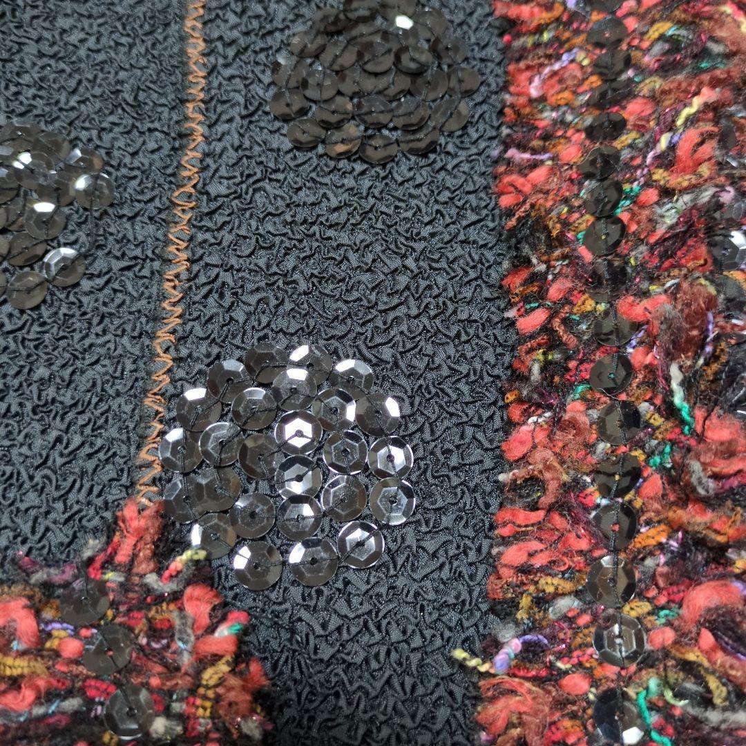 ノコオーノ　フリンジ付きテーラードジャケット 　ブラウス　黒赤　サンプル品