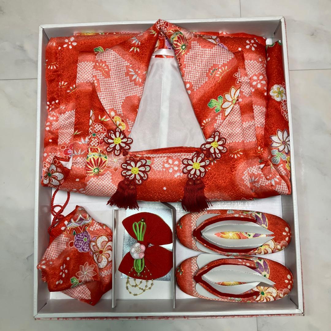 美品　七五三　3歳　女の子　アンティーク着物　被布　フルセット　子供着物