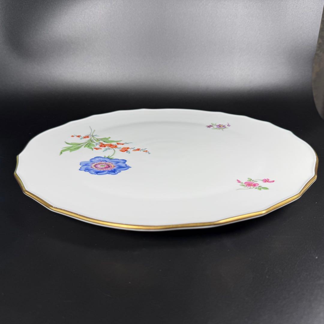 未使用 マイセン 金彩 2つ花 アネモネグランドプレート(34cm)1枚、1級品