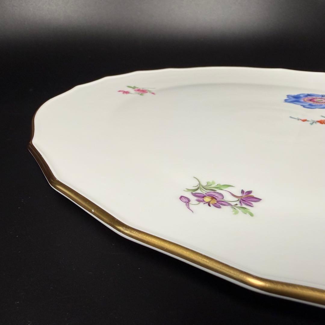 未使用 マイセン 金彩 2つ花 アネモネグランドプレート(34cm)1枚、1級品