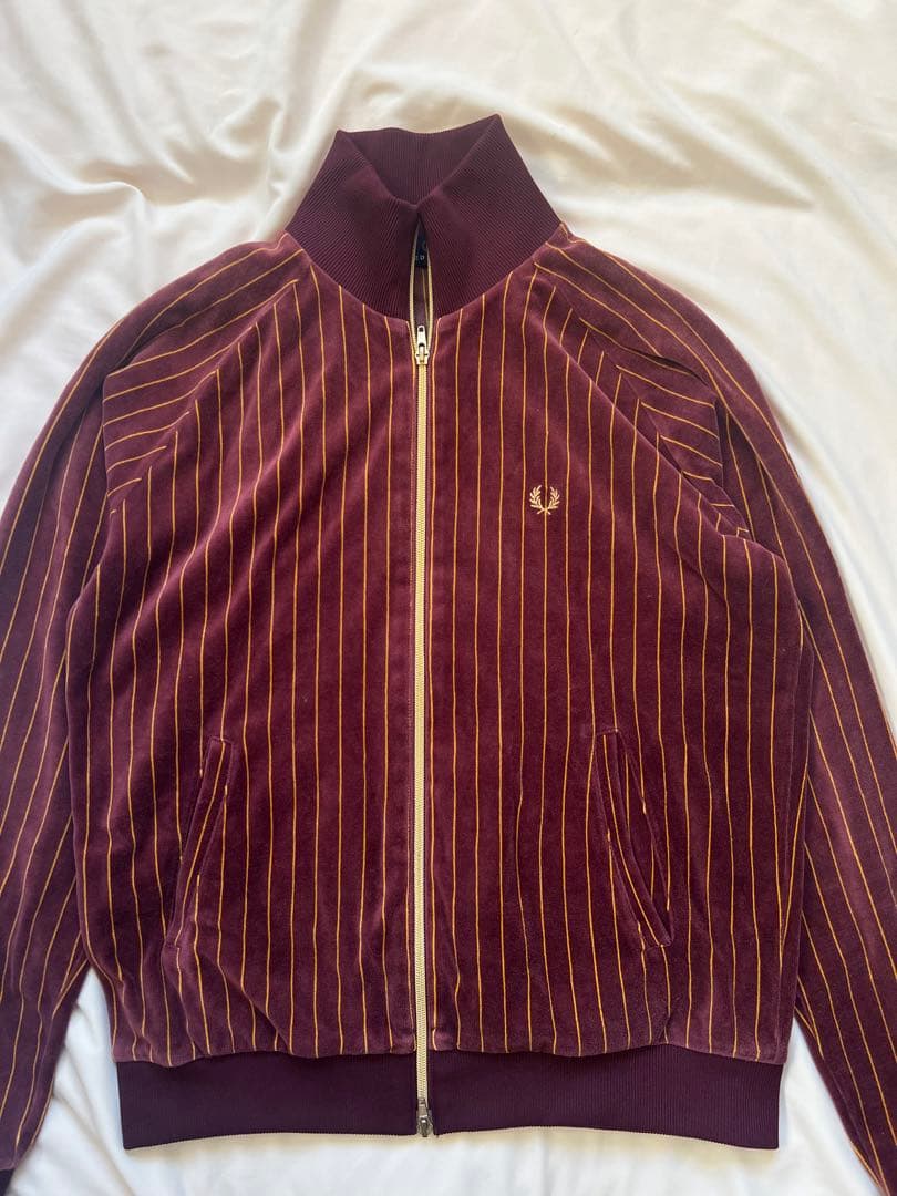 フレッドペリー ベロア トラックジャケット ジャージ ストライプ ロゴ刺繍