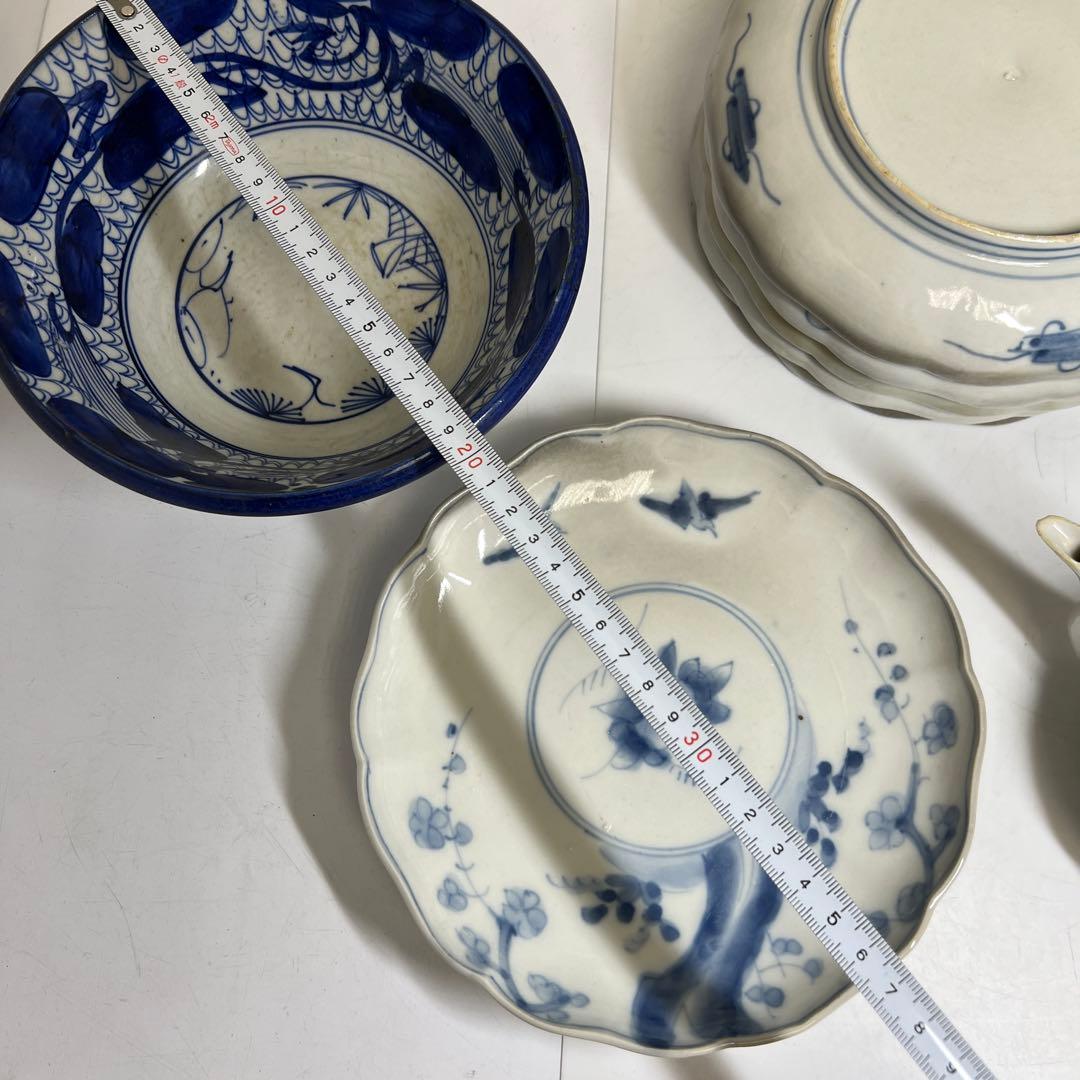 古伊万里、古染付　染付銚子、中皿等色々　東Y8-0113②