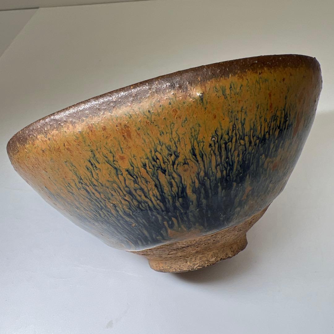 中国古玩　天目茶碗　口径約12㎝　東Y8-0204☆2Fタカサ