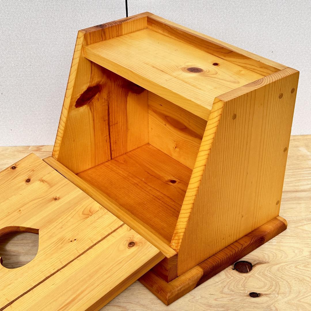 カントリー家具　ブレッドケース　ウッドボックス　パイン材　ハート透かし