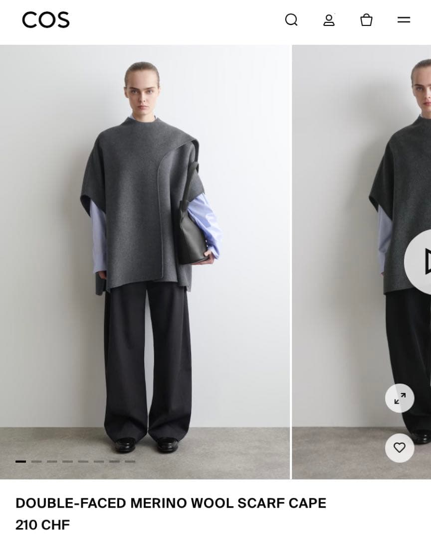 新品未使用 cos ダブルフェイスウールスカーフケープ ポンチョ