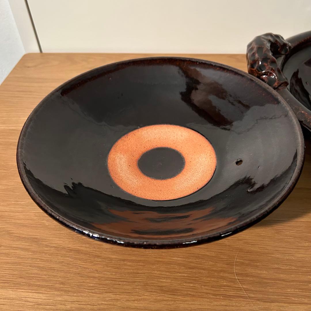 土楽　黒鍋　縄手　尺1 未使用