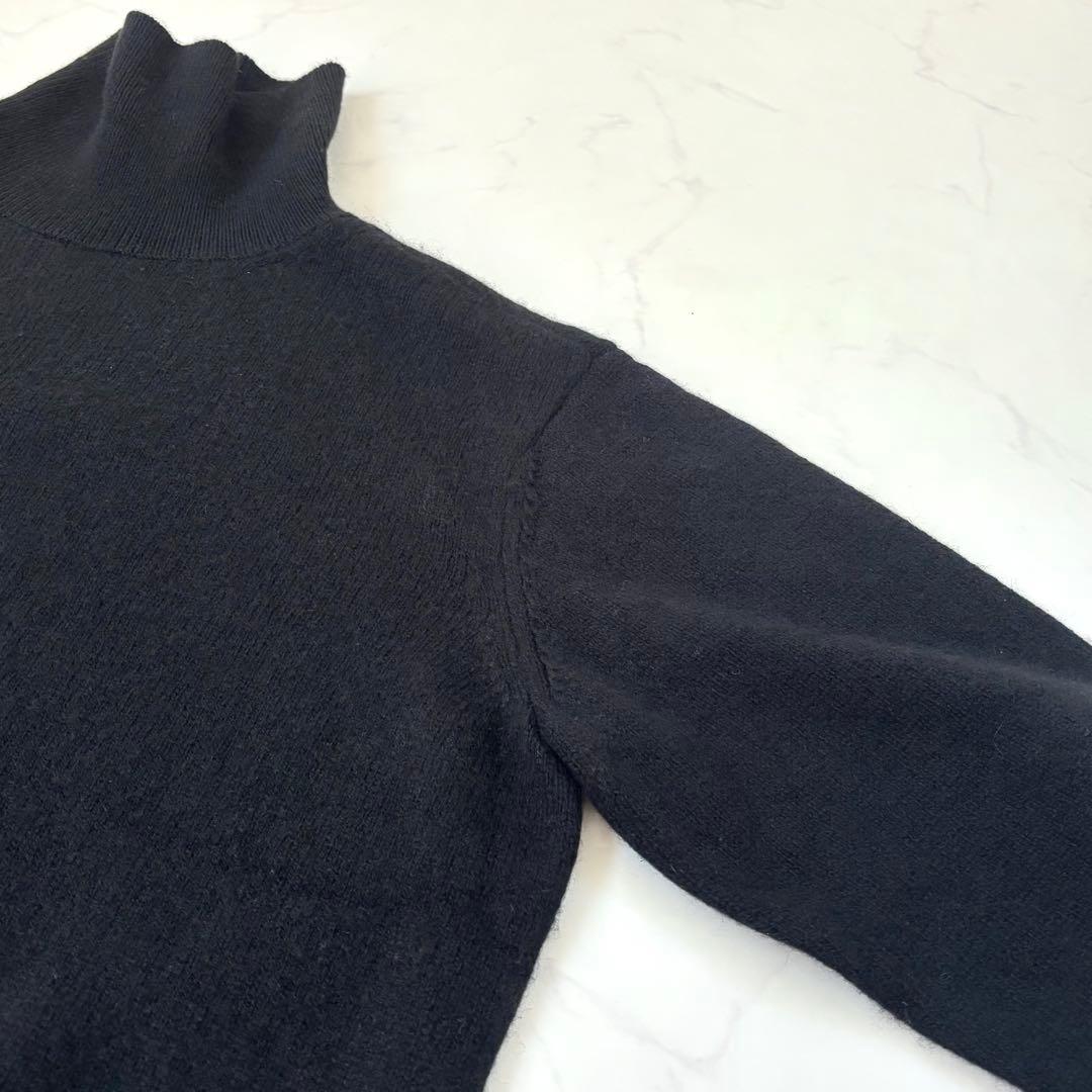 【美品 近年モデル】パパス カシミヤ100% タートルネックニット 黒 50 L