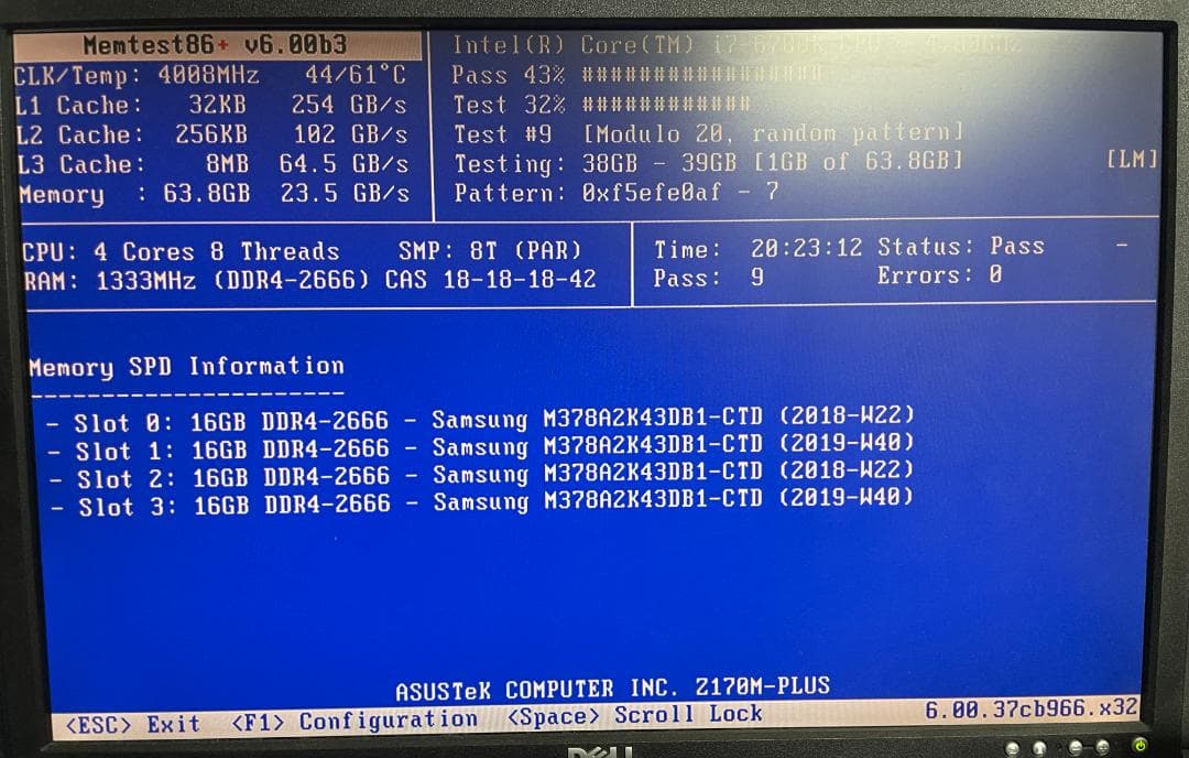 メモリ 16GB×4枚=64GB DDR4-2666 SAMSUNG製 動作保証