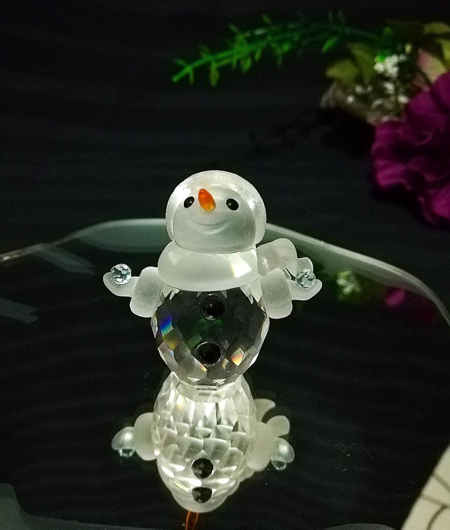 ★廃盤★美品スワロフスキークリスタルオブジェスノーマン親子おまけ付置物レア希少