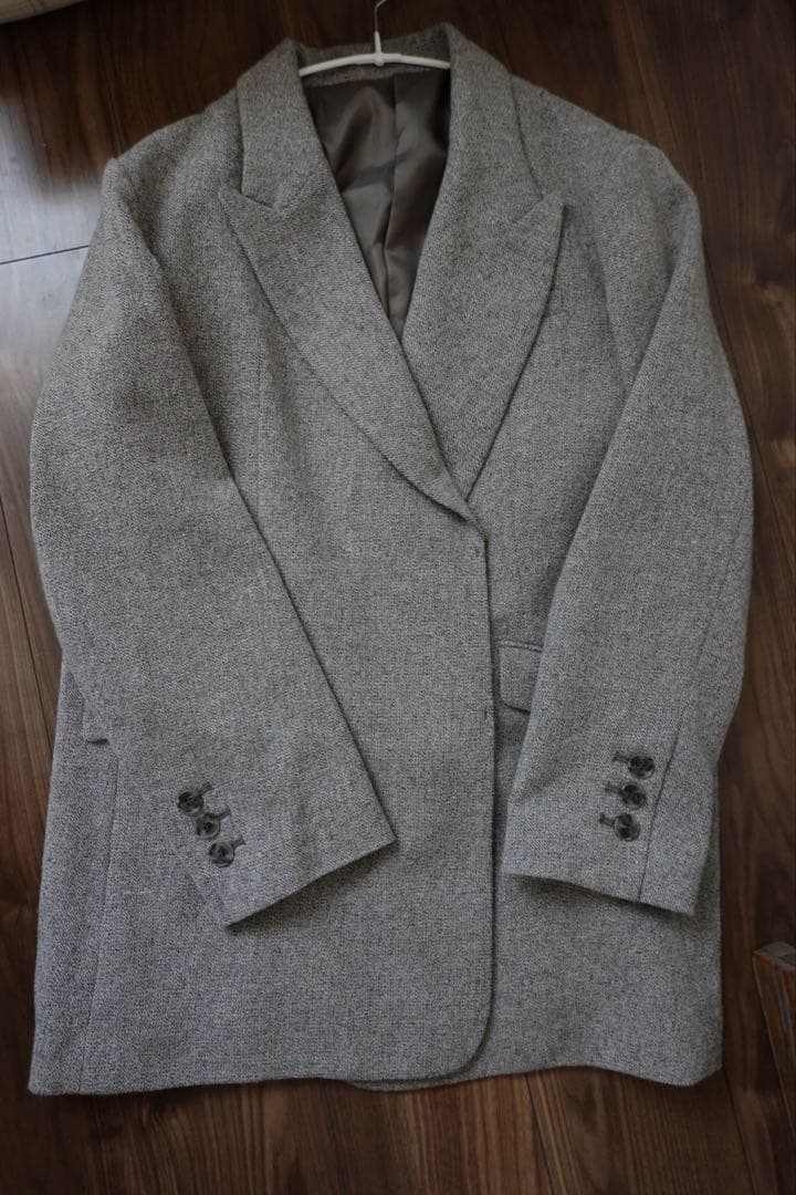 M☻︎etretokyo ピークドラペルウールジャケット　グレー