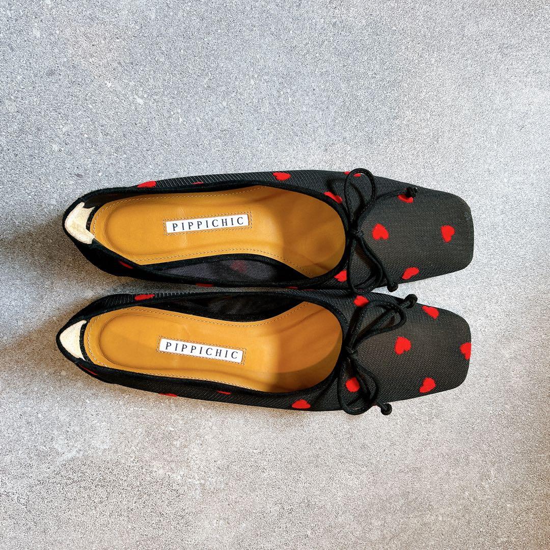 今期モデル PIPPICHIC ハート柄フラットシューズ　37