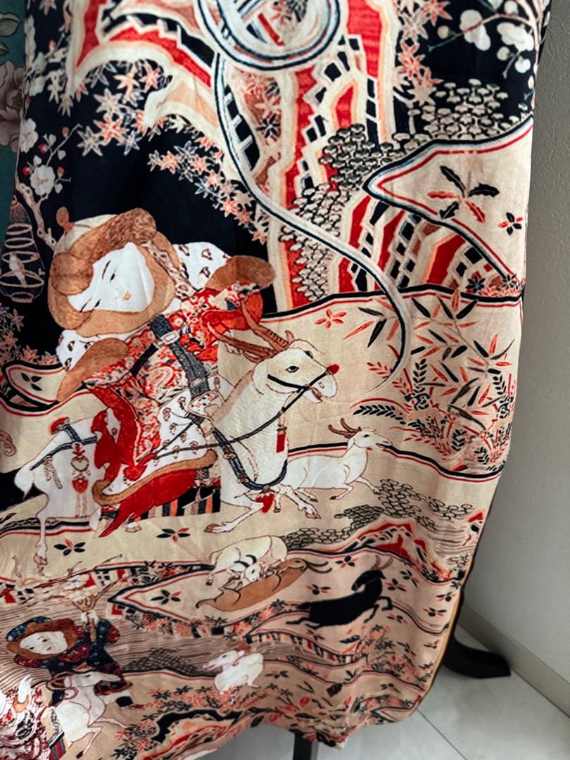 逸品！！本場中国製✴︎レア˚✧₊⁎和柄 日本画風 チャイナドレス✴︎ブラック✴︎