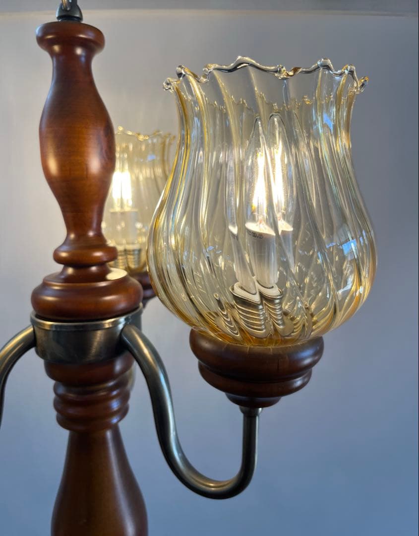 アンティーク調　フロアランプ　アンバーガラス　クラシックモダン　スタンドライト