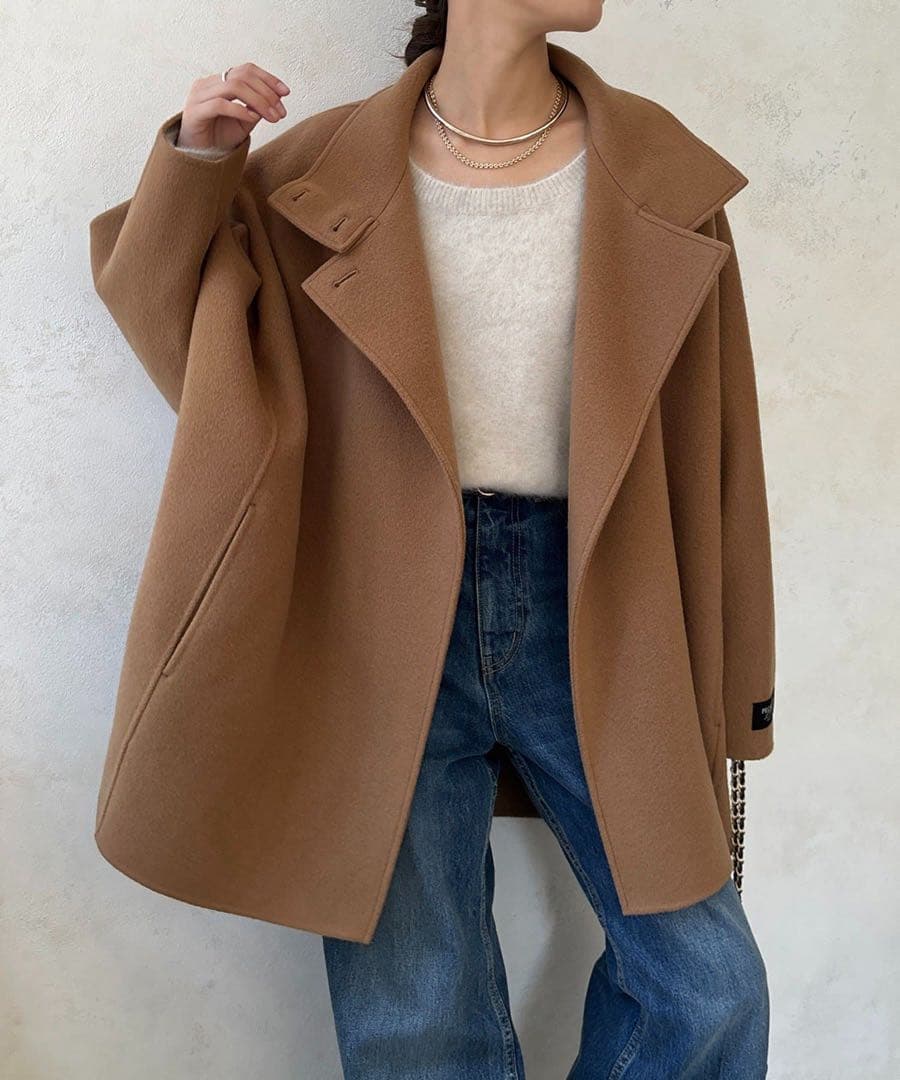 DOUDOU 新品ダブルフェイスドルマンコート　キャメル