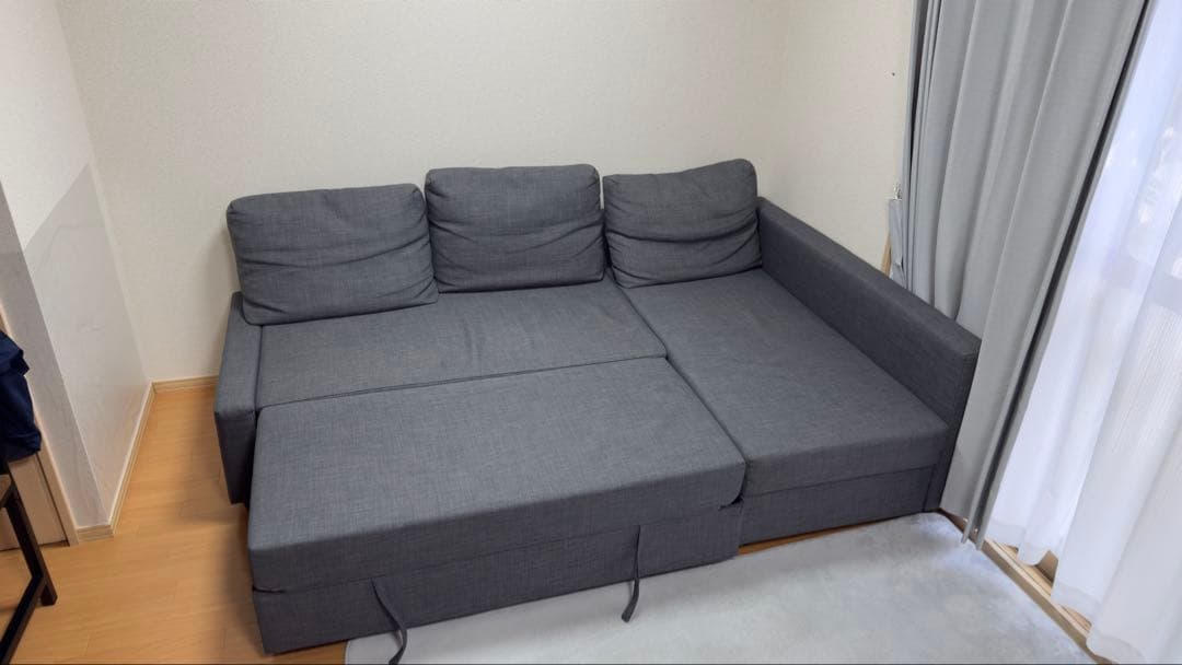 IKEA フリーヘーテン グレー ソファベッド ダブルベッド