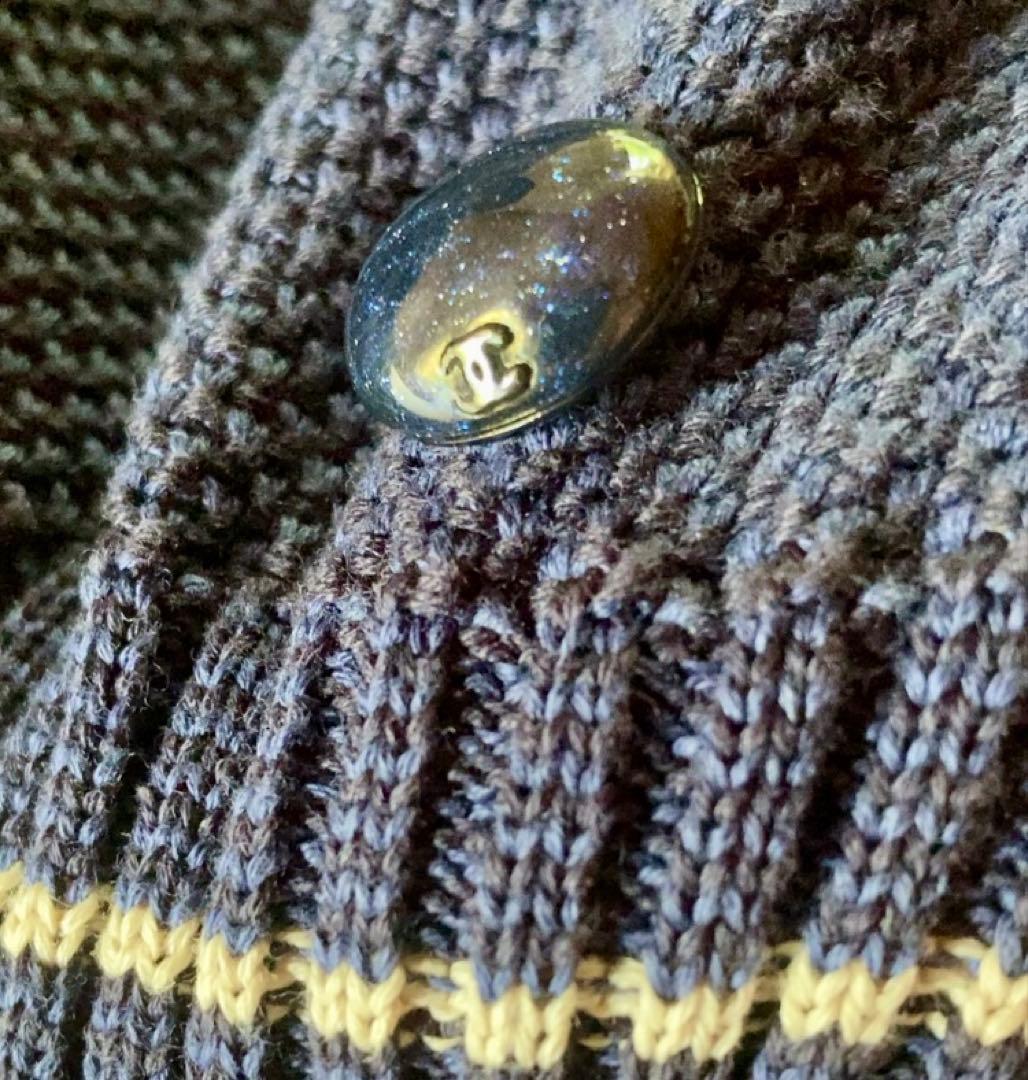 CHANEL サマーニット ノースリーブ ワンピース ドレス 36 ネイビー