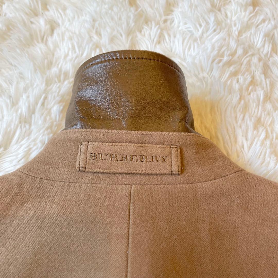 美品✨バーバリー ロンドン L相当 ウールコート 上質ショートコート レザー切替