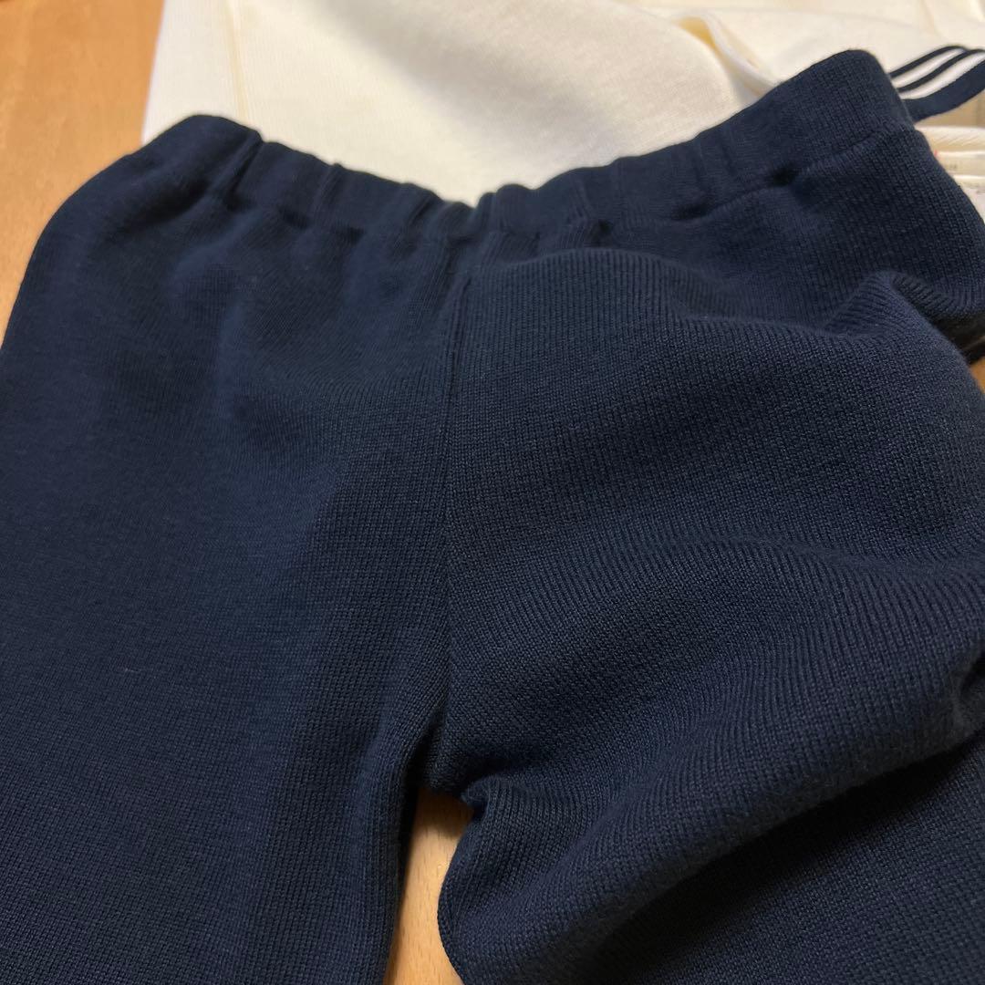 新品タグ付き　ミキハウス　定番の白×紺セーラーニットフォーマルセットアップ110