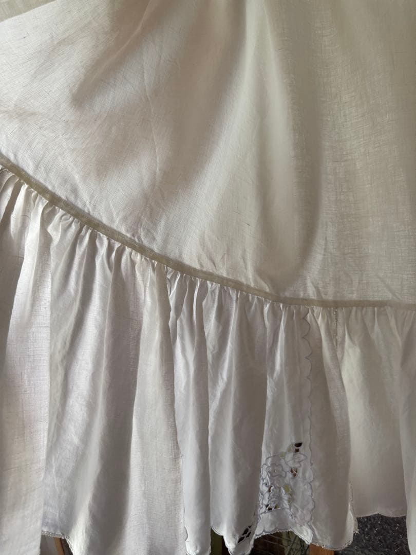 アンティーク刺繍レースのふりふりカーテンஐ⋆*ナチュラルリネン
