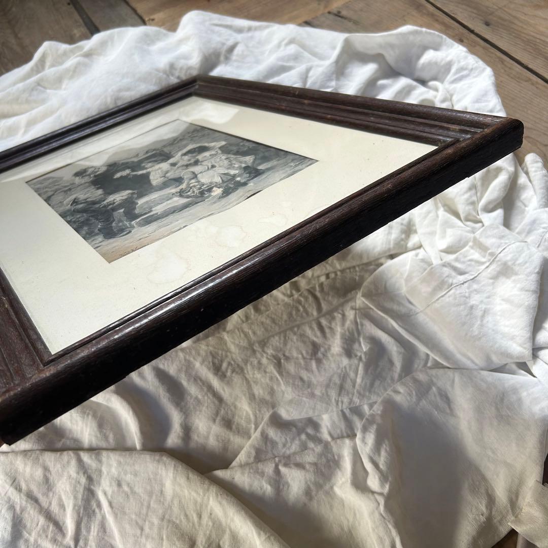 フランスアンティーク　フレデリックモーガン　リトグラフ　絵画　壁掛け　額装品