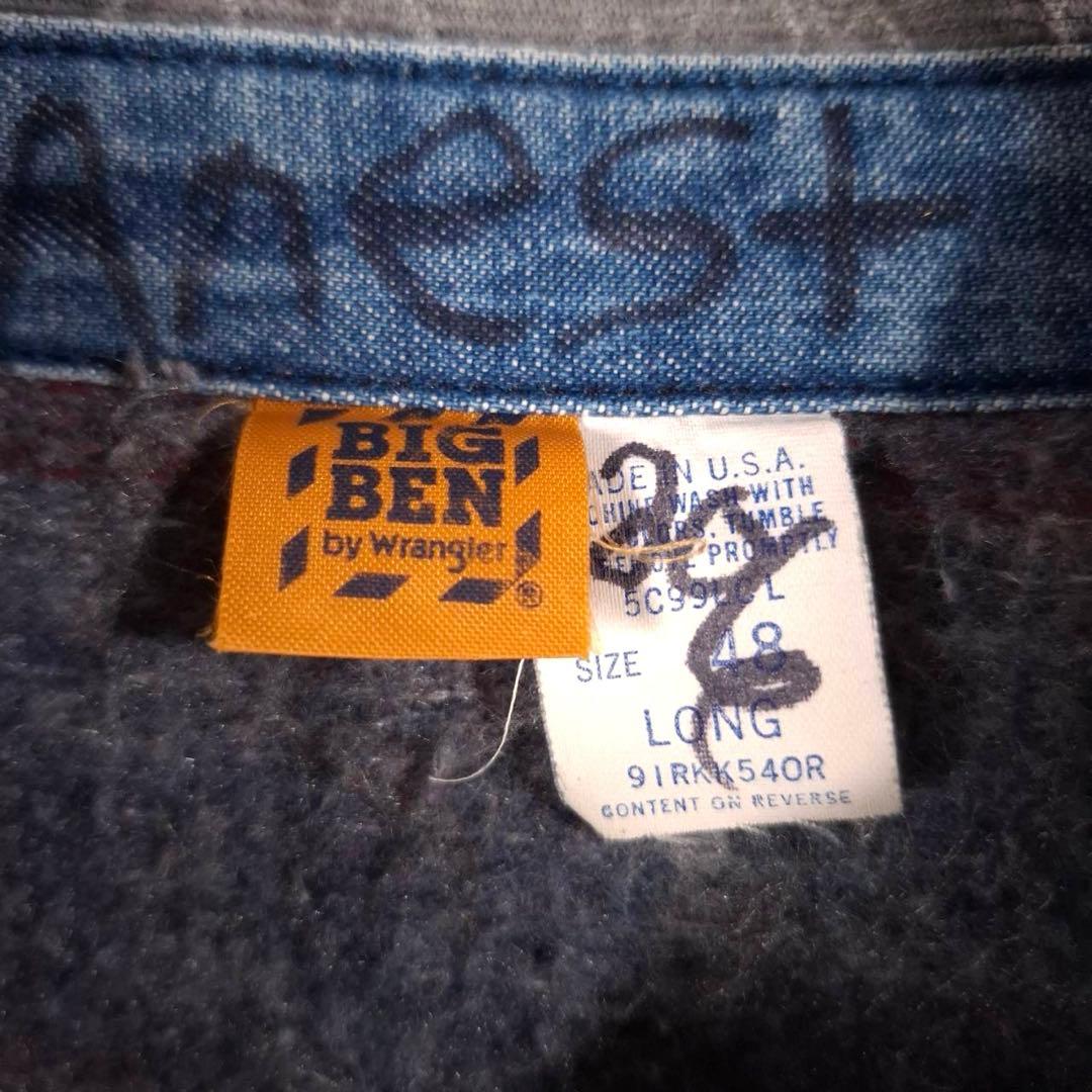 80s USA製 BIG BEN ビッグベン 企業刺繍 デニムカバーオール 48