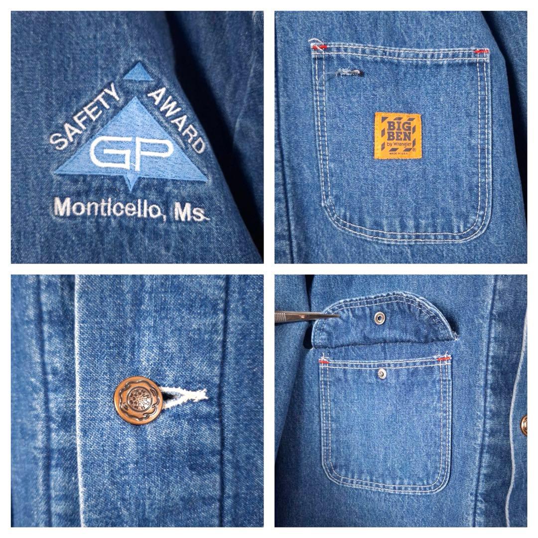 80s USA製 BIG BEN ビッグベン 企業刺繍 デニムカバーオール 48