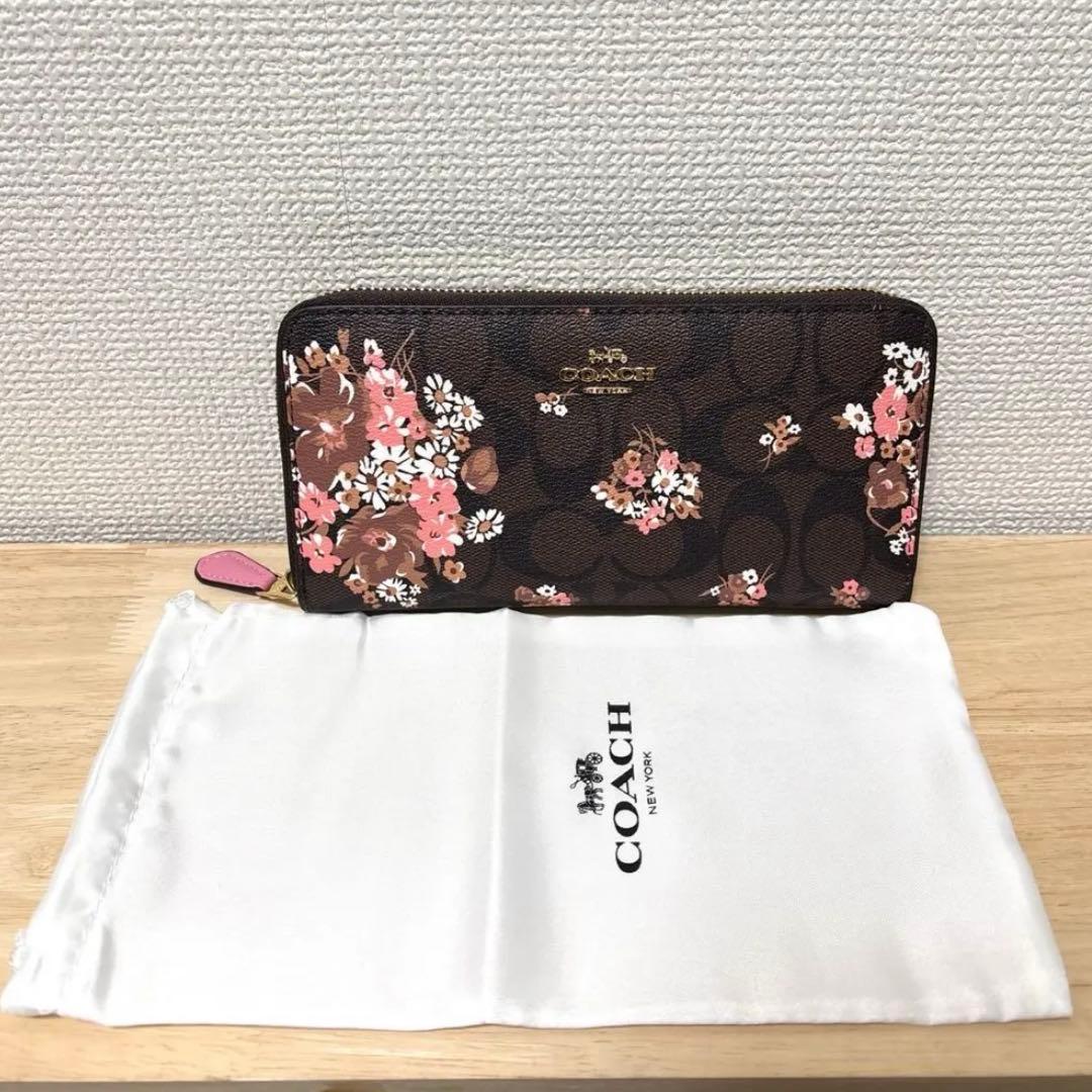 【新品未使用】コーチ COACH 長財布 シグネチャー 花柄 フローラル ピンク