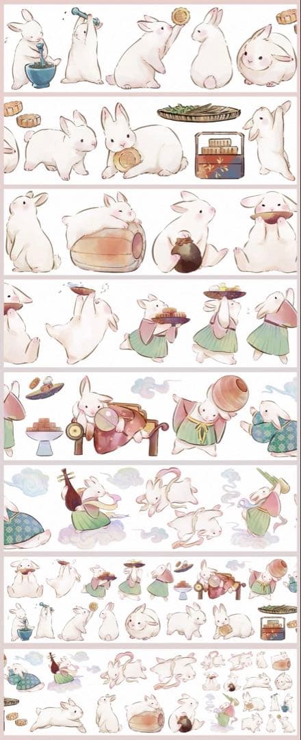 PET 月兔绒绒 4cm×5m 海外マスキングテープ　ウサギ