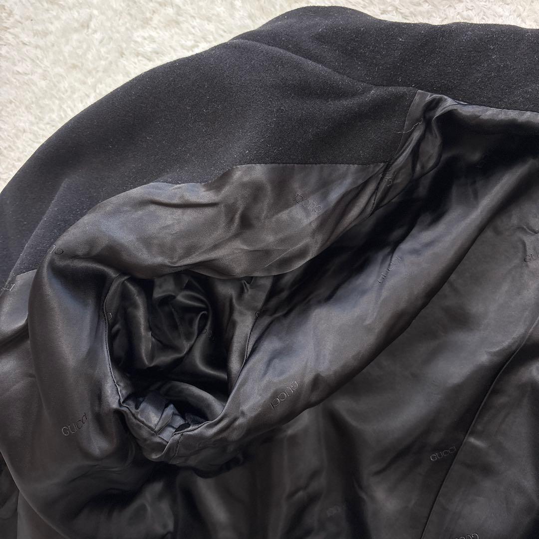 GUCCI グッチ　アンゴラウールピーコート　ヴィンテージ ブラック　金釦