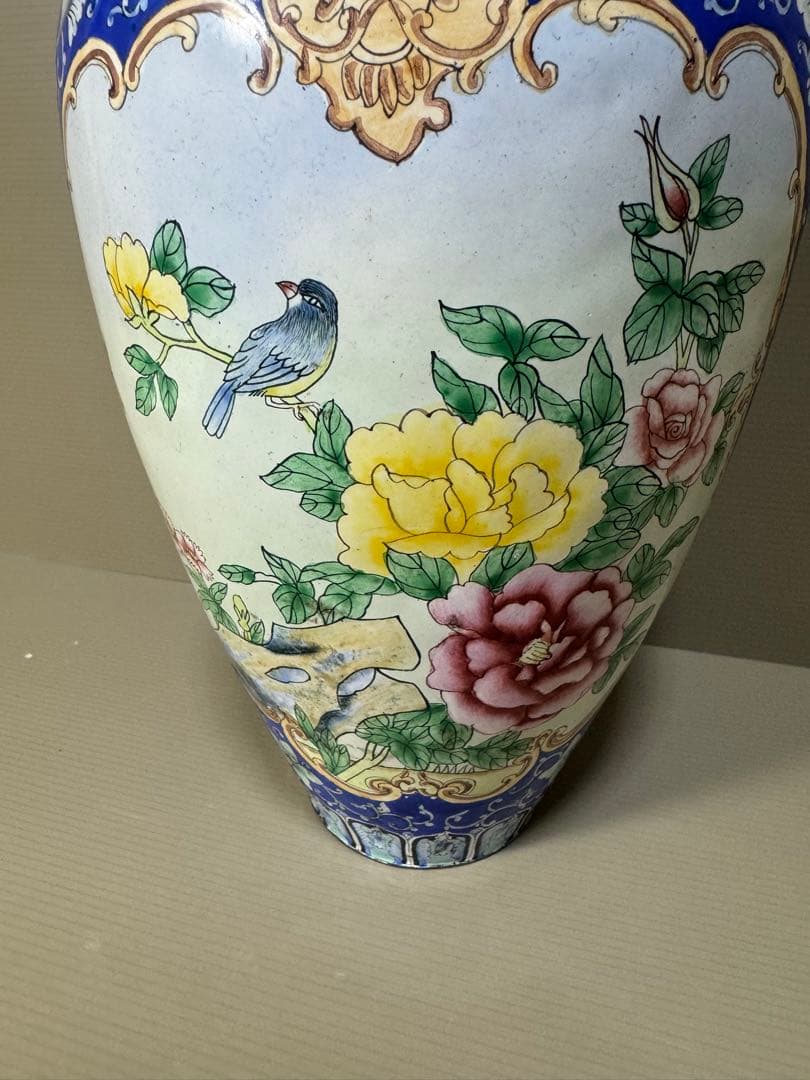 2309 七宝焼　花鳥文　琺瑯　花瓶