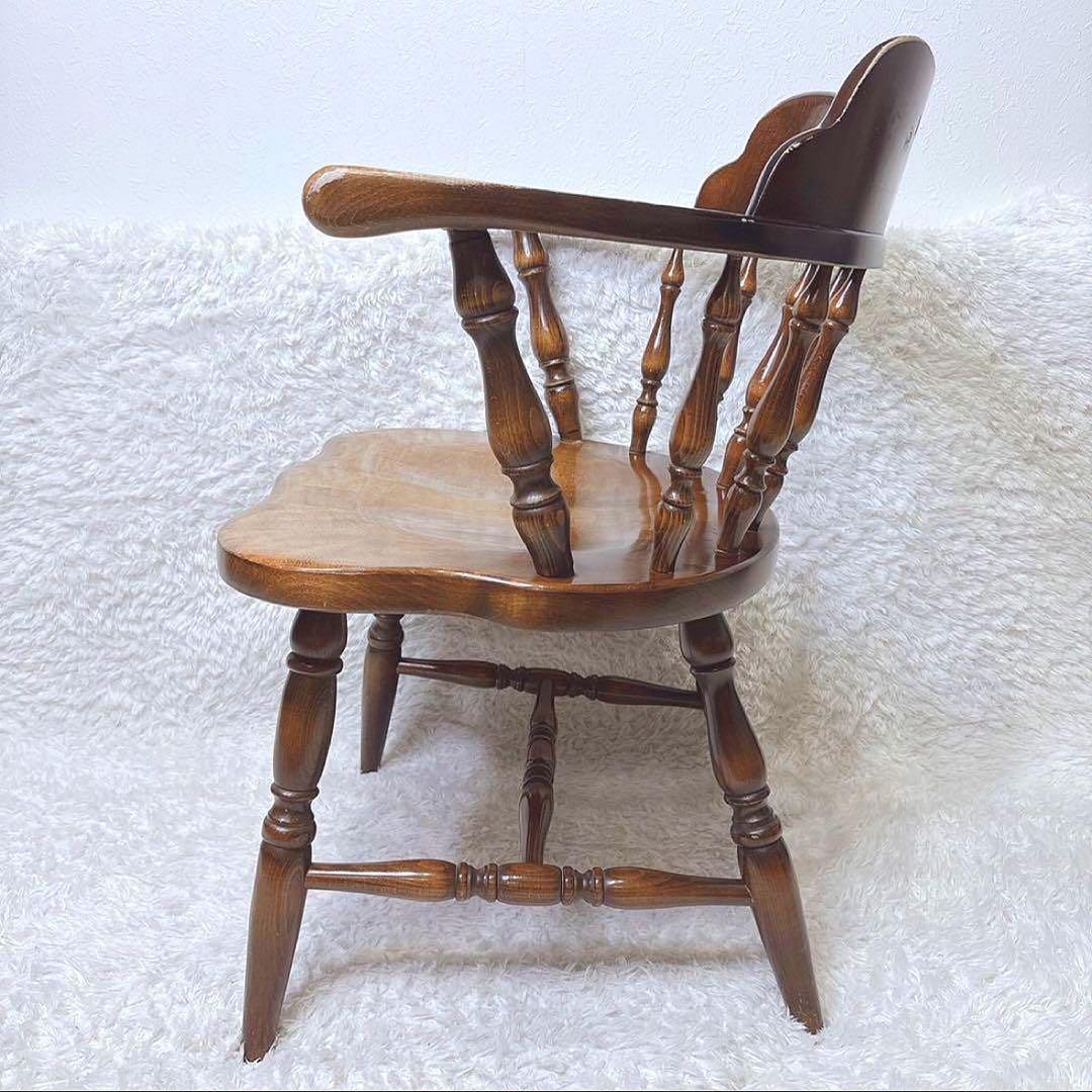 飛騨産業 ウィンザーチェア アーム ダイニングチェア レトロ キツツキマーク ②