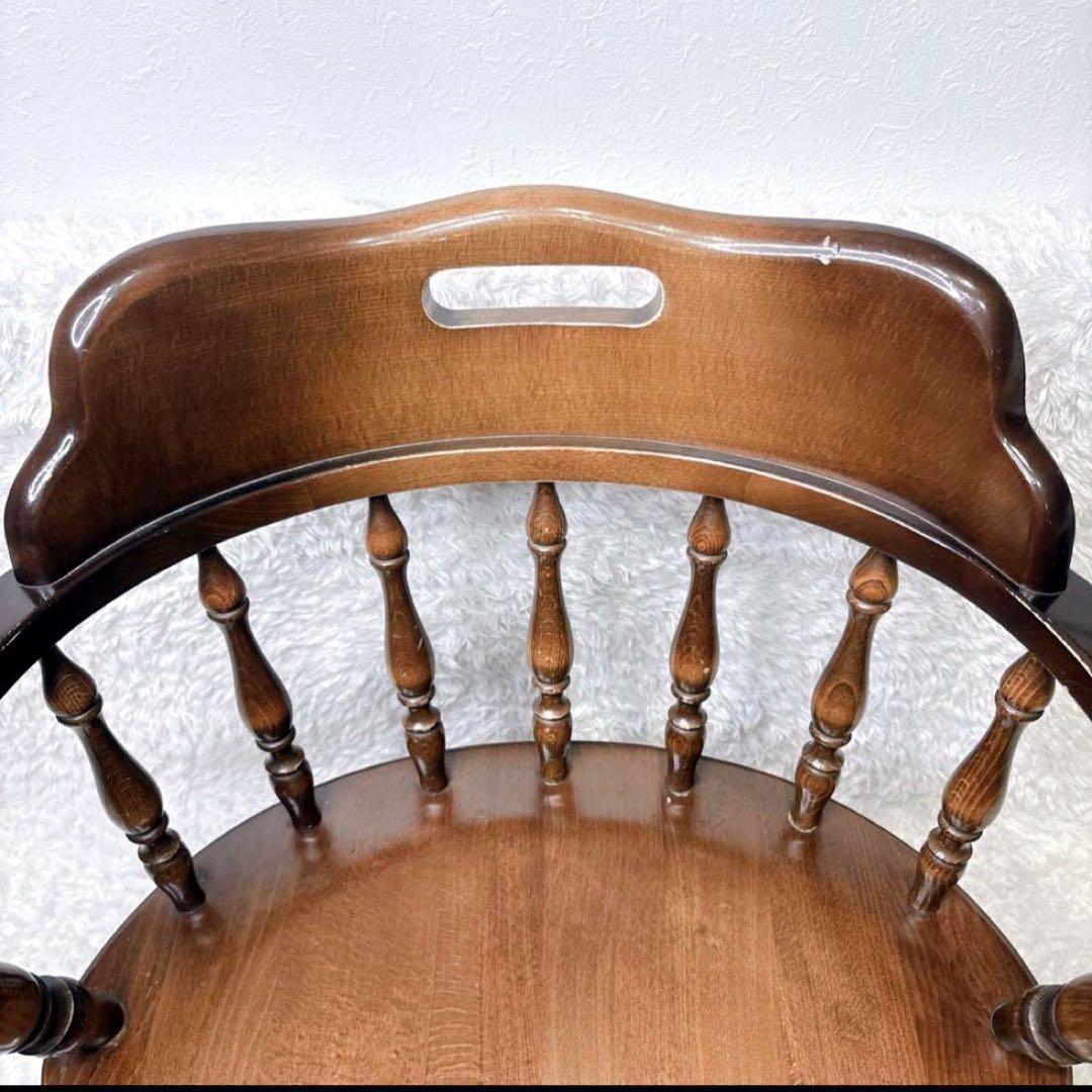 飛騨産業 ウィンザーチェア アーム ダイニングチェア レトロ キツツキマーク ②