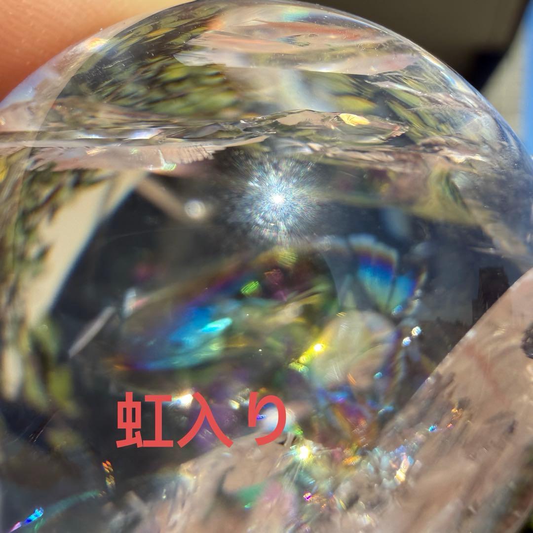 高品質　ピンクアゼツライト　スフィア　虹入り　透明感　台座付き　ピンククォーツ②