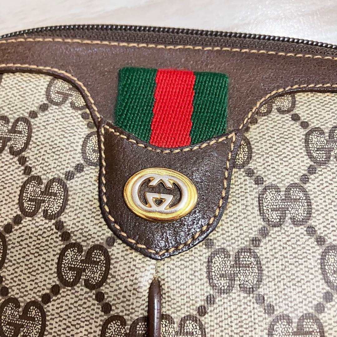 GUCCI オールドグッチ シェリーライン GG柄　レザーショルダーバッグ