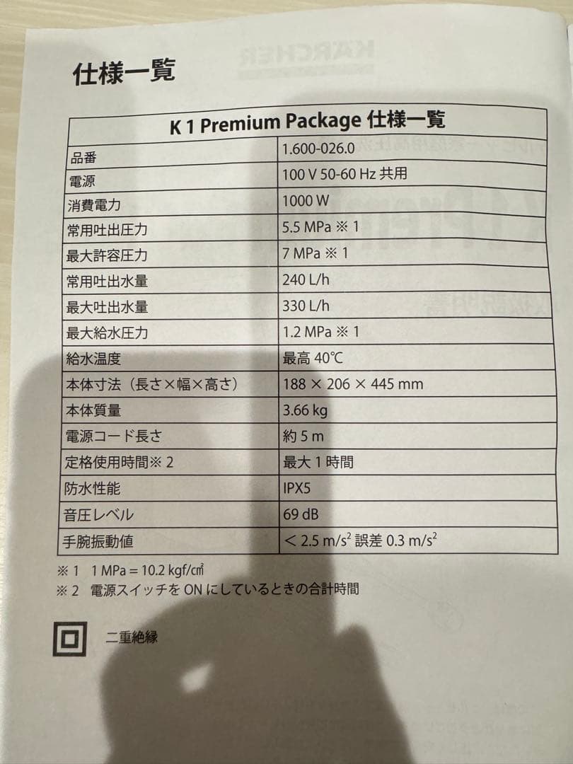 K 1 Premium Package 高圧洗浄機 2024年製