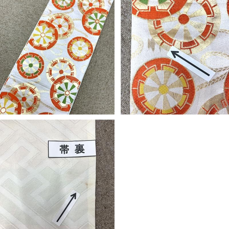 504ag5□七五三 七歳 女児 着物&袋帯&長襦袢 色無地 地紋入り□美品