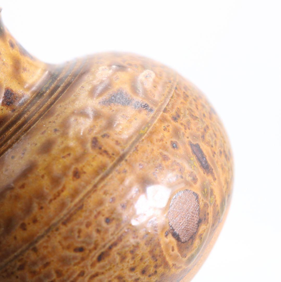 笹田仁史作 唐物大名物 利休丸壷写 茶入 藤種緞子仕覆付 茶道具　V905　N9