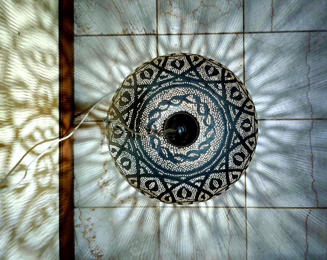 ペンダントランプ　球型　メタル　シルバー