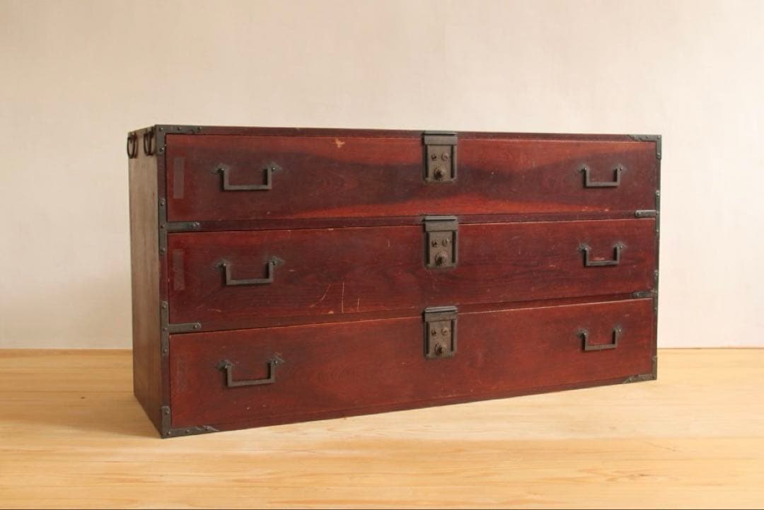 木製チェスト　収納棚　3段　和家具　古道具　古家具　ビンテージ　アンティーク