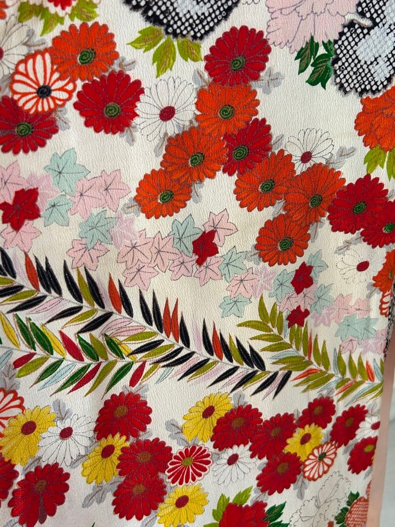 7歳　七五三　アンティーク正絹着物、帯、帯揚げ、帯締め　しごきのセット