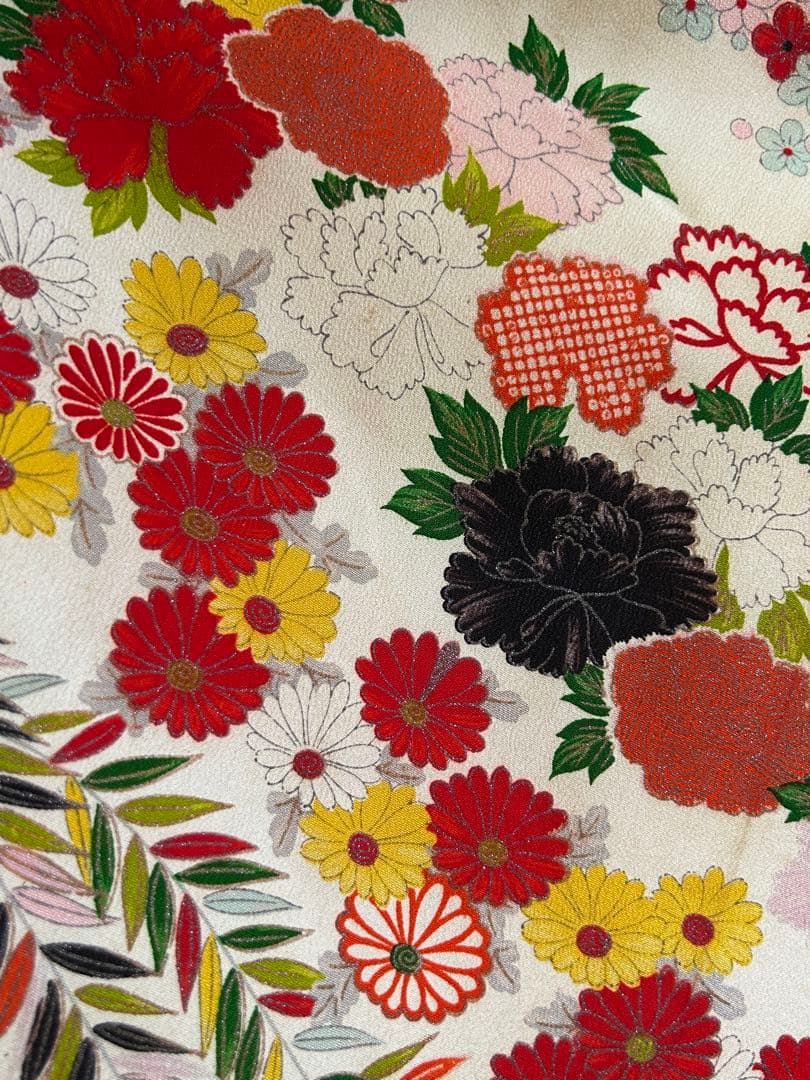 7歳　七五三　アンティーク正絹着物、帯、帯揚げ、帯締め　しごきのセット