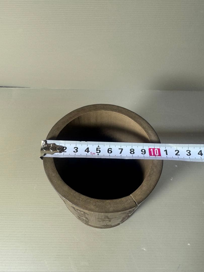 2378 古唐物 竹彫 竹筆筒　置物　時代物