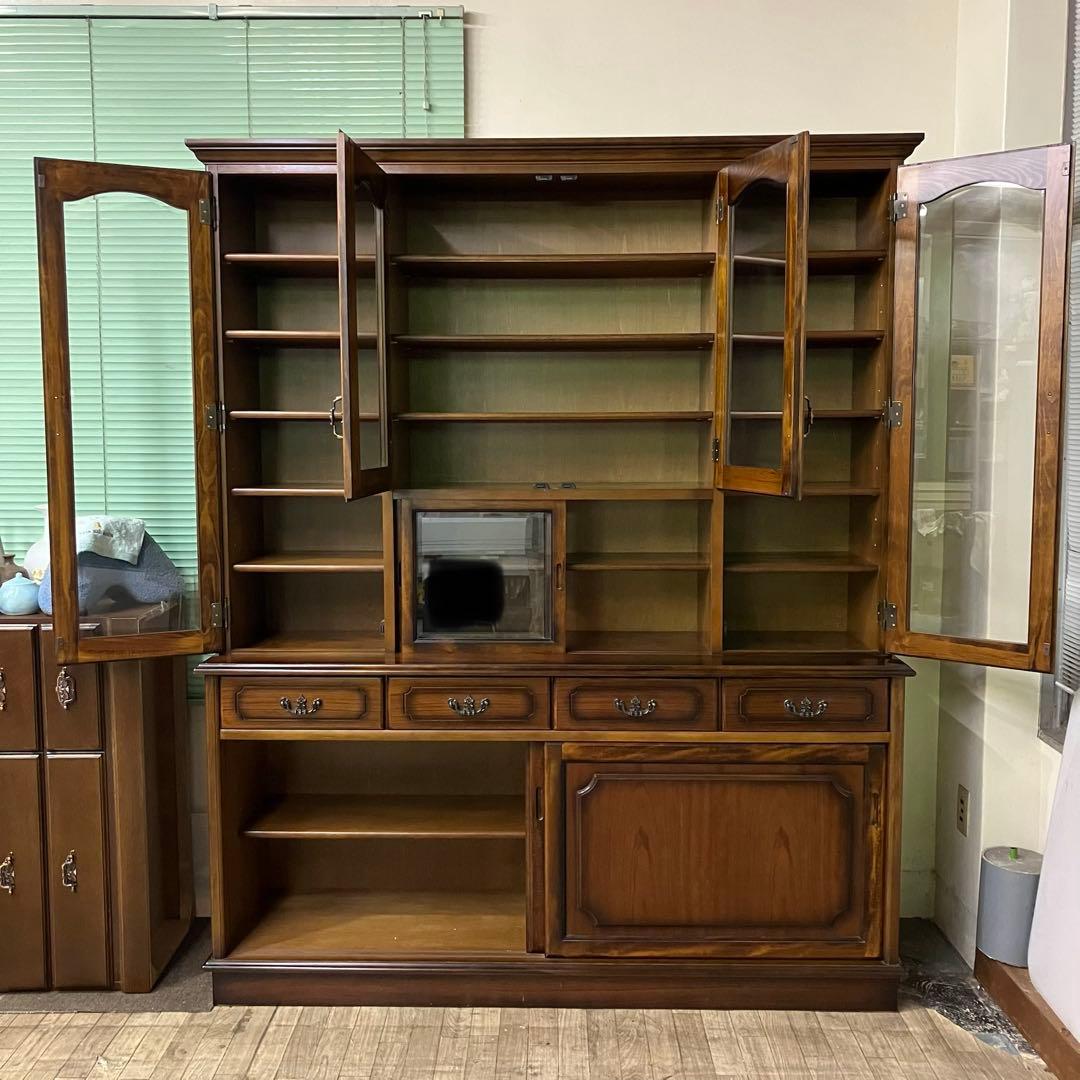 カリモク　KARIMOKU コロニアル　食器棚　水屋　オールド　レトロ　上部分