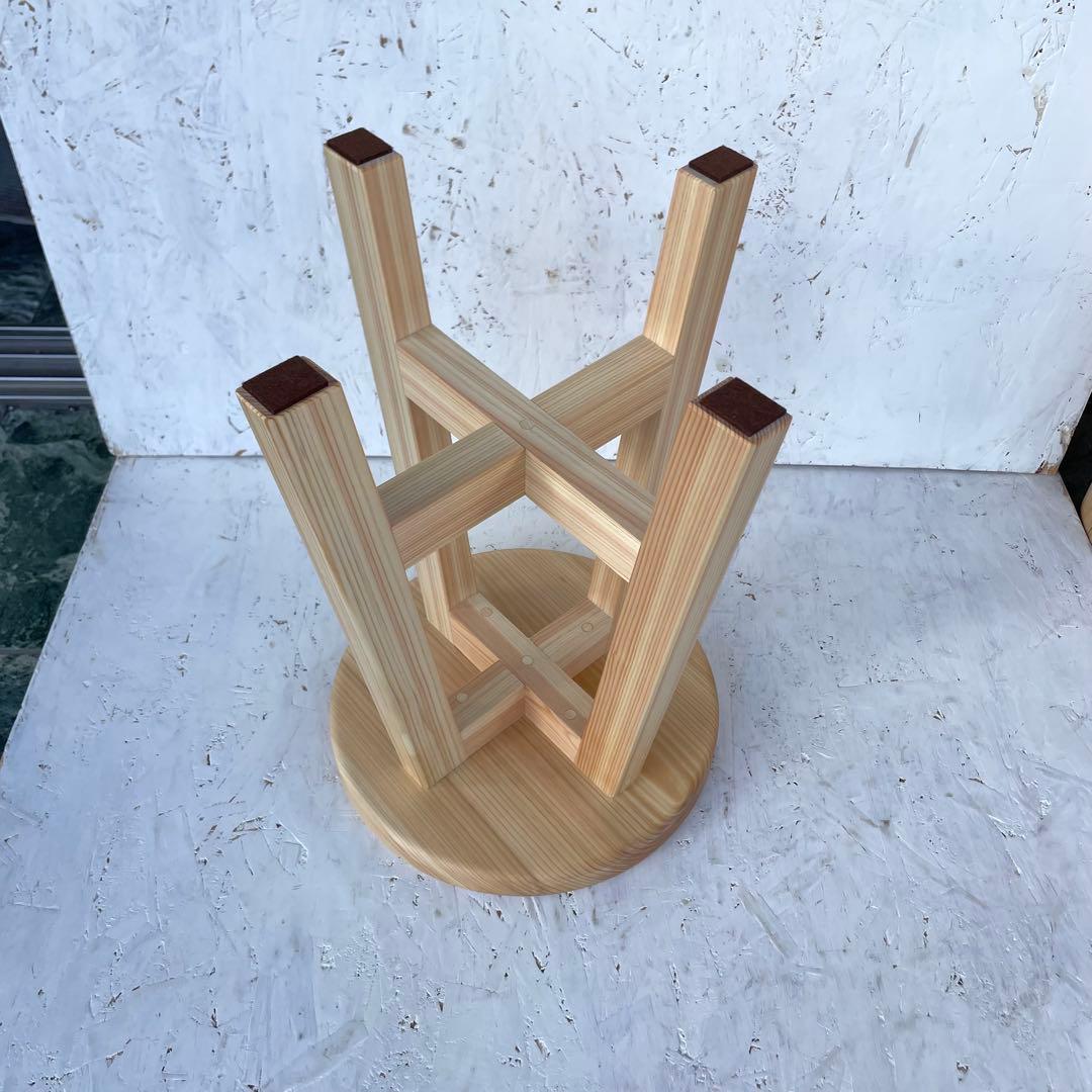 Aki 国産ひのき　丸椅子　木製スツール　4脚