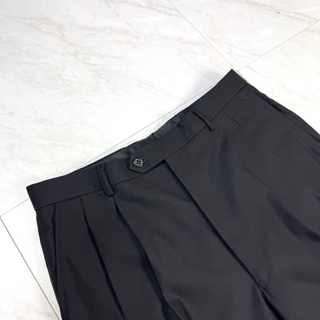 極美品 イヴサンローラン ウール ダブル スーツ 黒 4B M位 AB6