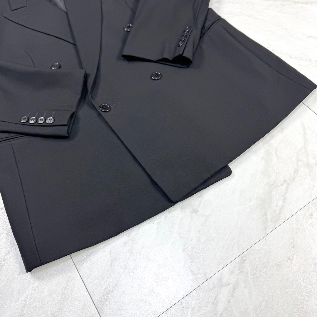 極美品 イヴサンローラン ウール ダブル スーツ 黒 4B M位 AB6