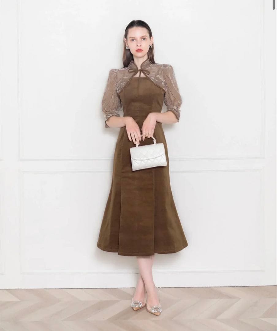 【Leja】花柄ボレロセットアップマーメイドワンピースドレス